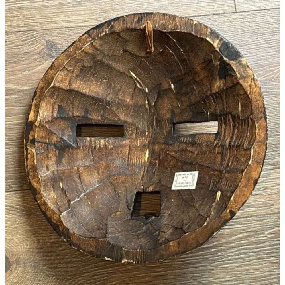 Africa Ghanaian Round Wood Beaded Mask Tribal 11